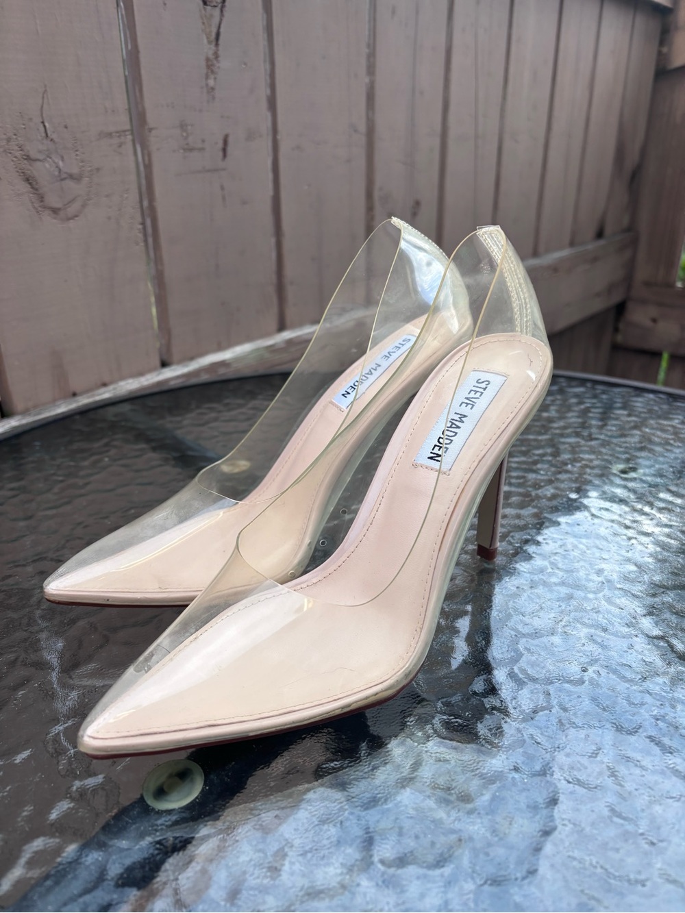 💕NWOT💕 Steve Madden Clear Nude Pointed Toe Pumps - 3” Heel